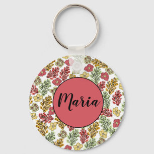 Personalized Valencia Spanish Floral and Vines  Keychain