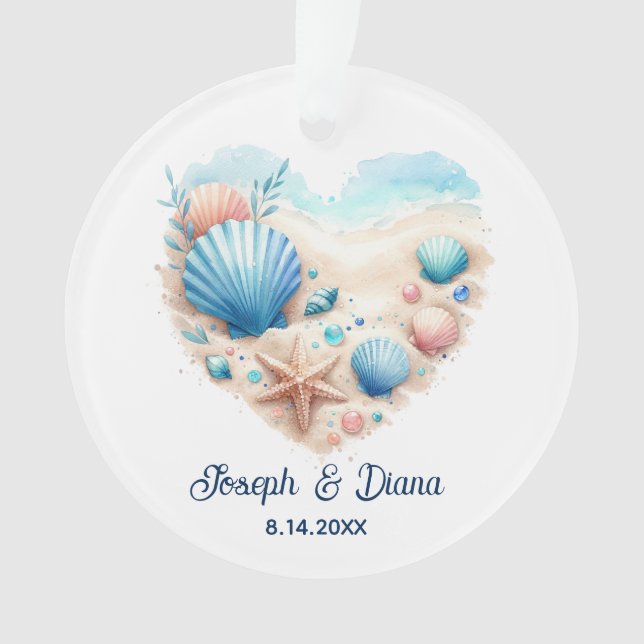 Personalized Valentine Anniversary Seashell Heart (devant)