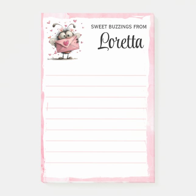 Personalized Valentine Bee Notepad (Front)