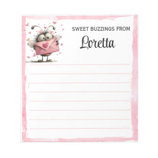 Personalized Valentine Bee Notepad