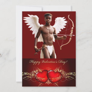 Personalized Valentine Black Cupid Twink Holiday Card