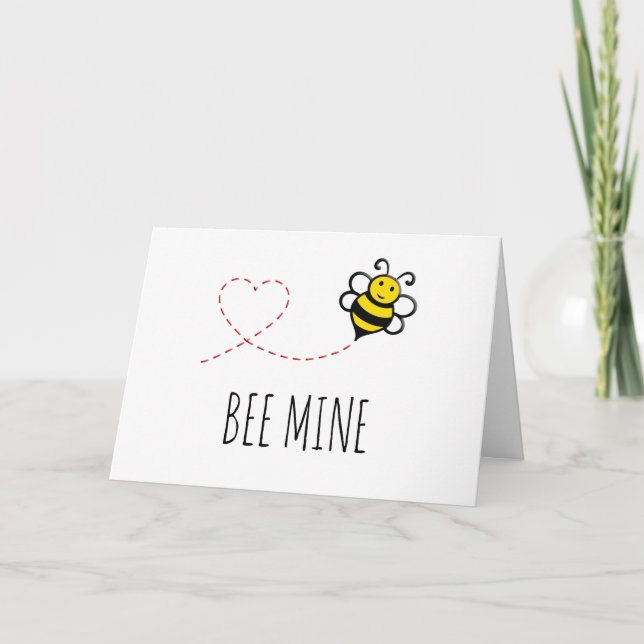Personalized Valentine Card - Bee Mine Cartoon (Front)