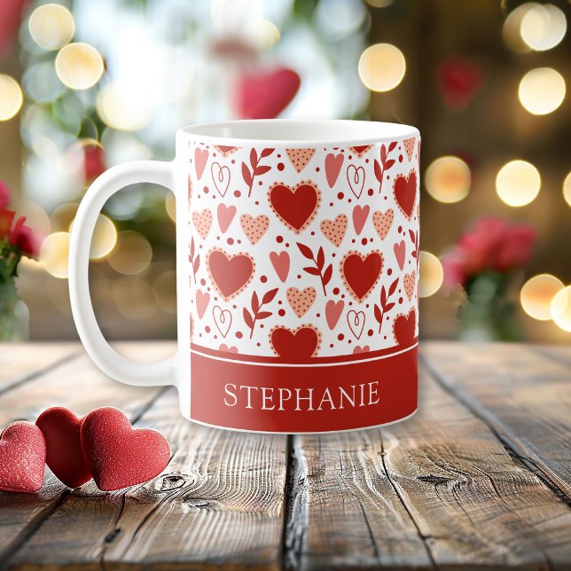 Personalized Valentine Heart Pattern Coffee Mug (Personalized Valentine Heart Pattern Coffee Mug)