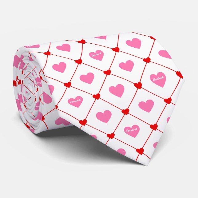 Personalized Valentine Hearts Tie (Rolled)