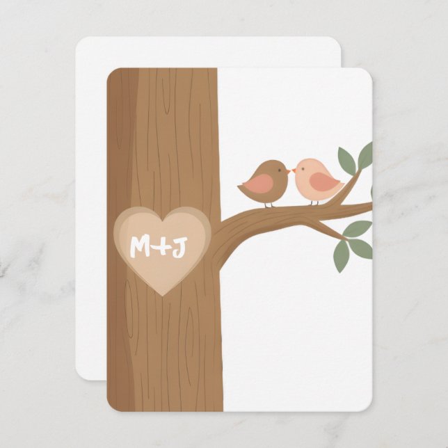 Personalized Valentine Love Birds Couple Art Holiday Card (Front/Back)