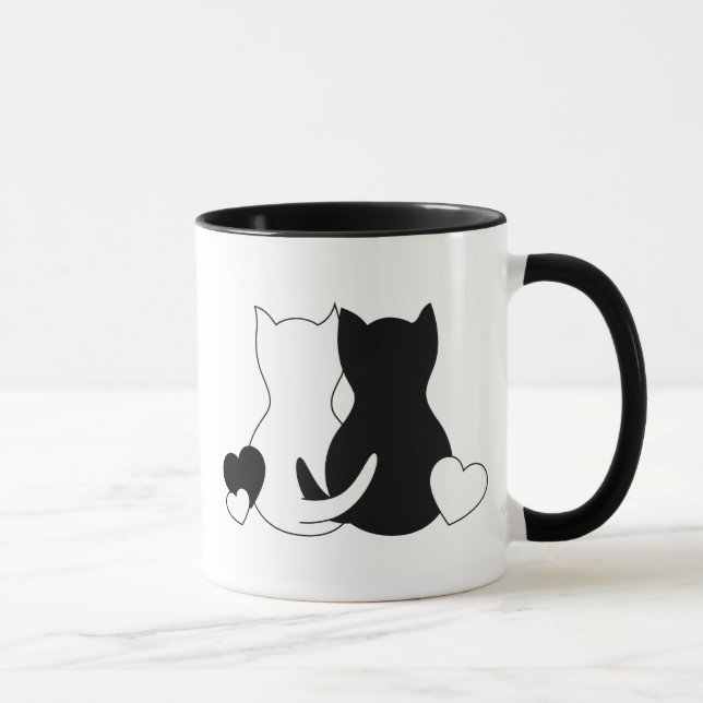 Personalized Valentine Mug, Cat Kittens Heart Mug (Right)