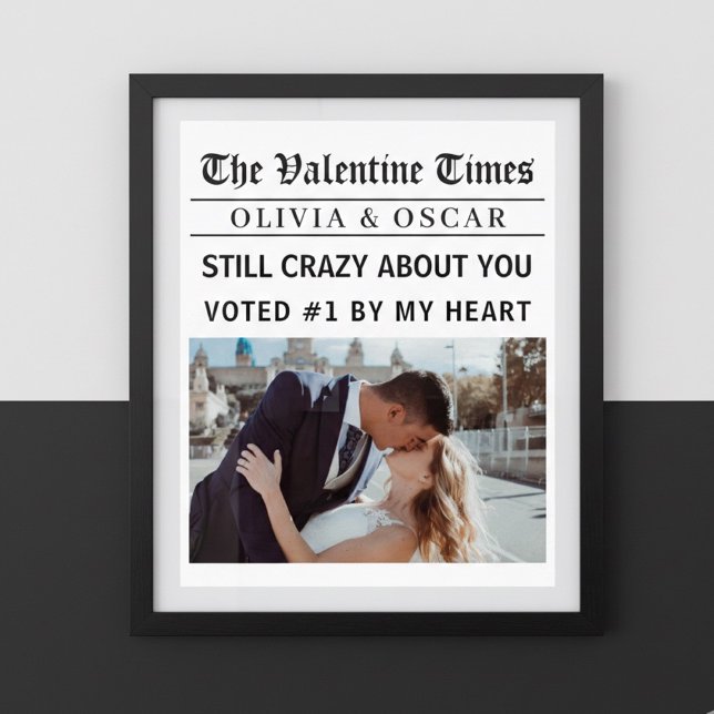 Personalized Valentine Newspaper Photo Poster (Creator Uploaded)