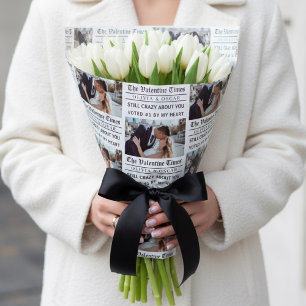 Personalized Valentine Newspaper Photo  Wrapping Paper