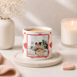 Personalized Valentine Phot with Hearts Espresso Cup