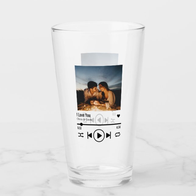 Personalized Valentine Photo Song Playlist Glass (Front)