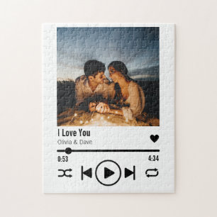 Personalized Valentine Photo Song Playlist Jigsaw Puzzle