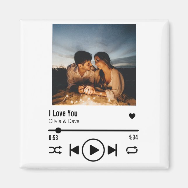 Personalized Valentine Photo Song Playlist Magnet (Front)