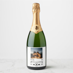 Personalized Valentine Photo Song Playlist Sparkling Wine Label