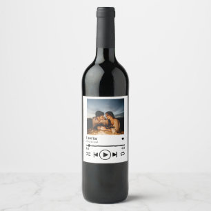 Personalized Valentine Photo Song Playlist Wine Label