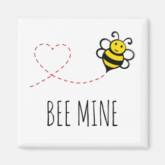 Personalized Valentine Quote - Bee Mine Cartoon Magnet