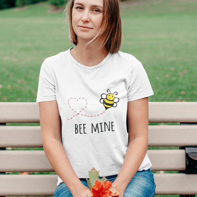 Personalized Valentine Quote - Bee Mine Cartoon T- T-Shirt (Creator Uploaded)