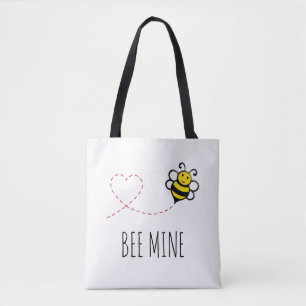 Personalized Valentine Quote - Bee Mine Cartoon Tote Bag