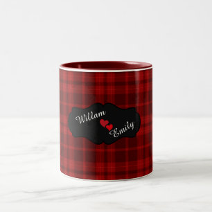 Personalized Valentine Red Heart Two-Tone Coffee Mug