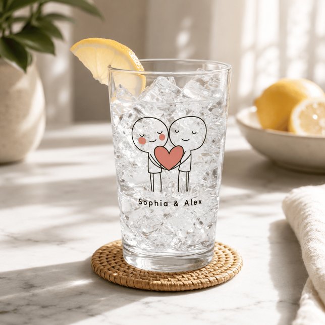 Personalized Valentine’s Couple Matching Glass Cup (Creator Uploaded)