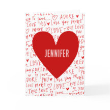 Personalized Valentine’s Romantic Red Heart Card