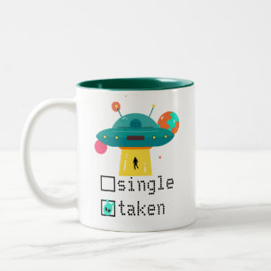 Personalized Valentine Single Taken UFO Two-Tone Coffee Mug