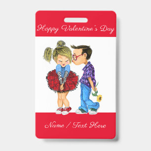 Personalized Valentine's Day Badge Custom Name