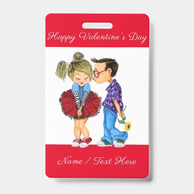 Personalized Valentine's Day Badge Custom Name (Front)