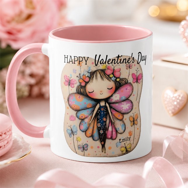 Personalized Valentine's Day Cute Butterfly Fairy  Mug (Creator Uploaded)
