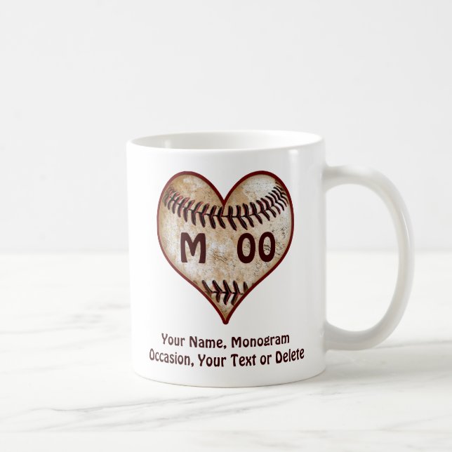 Personalized Valentines Day Gifts Baseball Player Coffee Mug (Right)