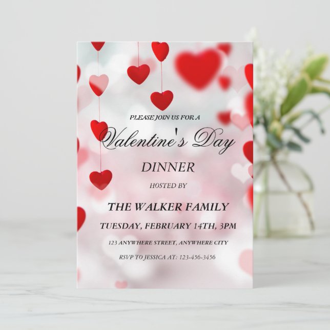 Personalized Valentine's Day Invitation Card (Standing Front)