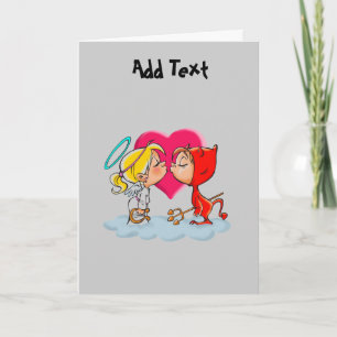 Personalized Valentine's day love devil angel Holiday Card