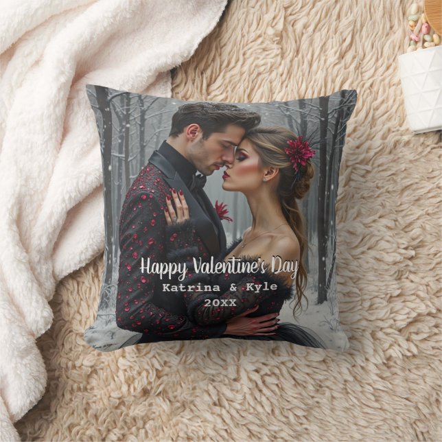 Personalized Valentine's Day Photo & Name  Throw Pillow (Blanket)