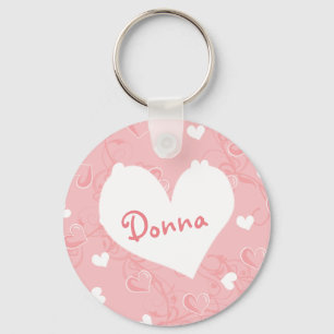 Personalized Valentine's Day Pink Hearts Keychain