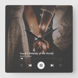 Personalized Valentine's Day Song Couple Photo Square Wall Clock