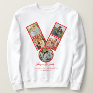 Personalized Valentines Day V-shaped Photo Collage Sweatshirt