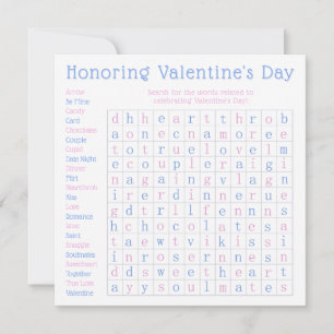 Personalized Valentine's Day Word Search Puzzle Holiday Card