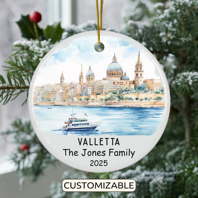 Personalized Valletta Ornament, Malta Ceramic Ornament (Creator Uploaded)