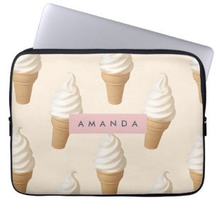 Personalized Vanilla Ice Cream Cone Pattern Laptop Sleeve