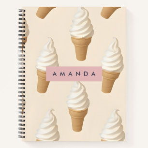 Personalized Vanilla Ice Cream Cone Pattern Notebook