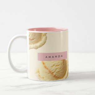Personalized Vanilla Ice Cream Scoop Pattern Two-Tone Coffee Mug