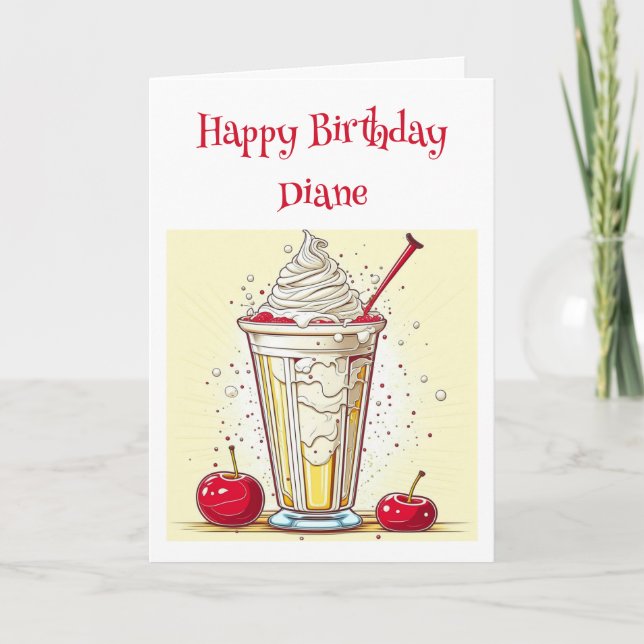 Personalized Vanilla Milkshake Birthday for Her Card (Front)