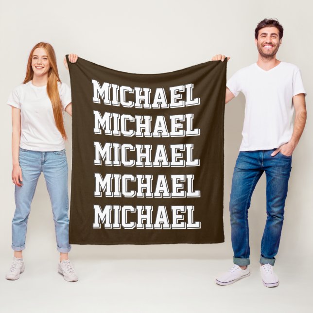 Personalized Varsity Brown Monogram Fleece Blanket (In Situ)