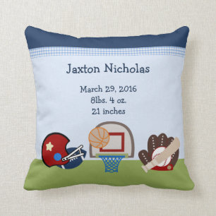 Personalized Varsity Sports Baby Keepsake Throw Pillow