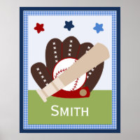 Personalized Varsity Sports Baby Nursery Art