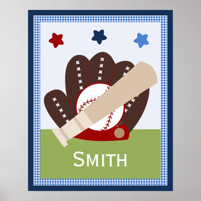 Personalized Varsity Sports Baby Nursery Art Poster (Front)