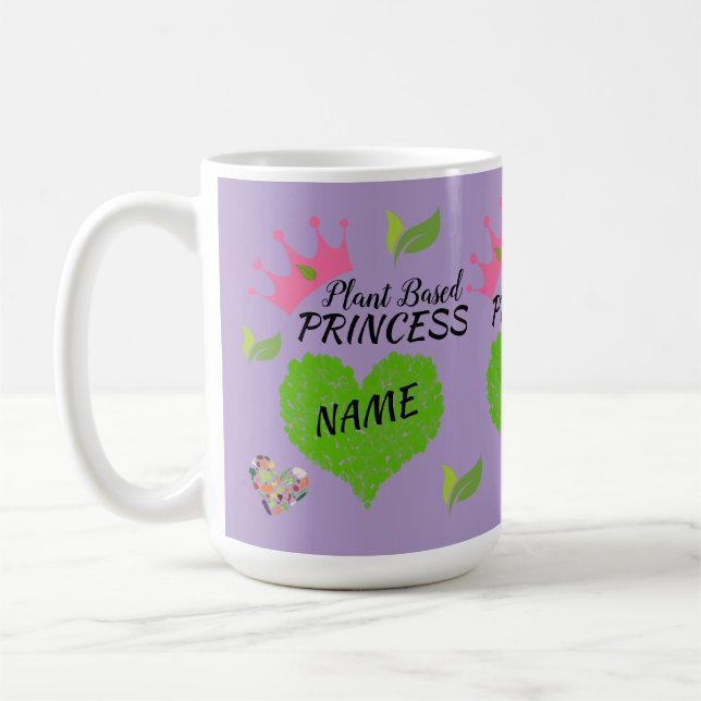 Personalized Vegan Princess Mug - Custom vegan mug (Left)