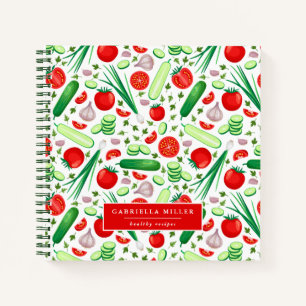 Personalized Vegetable Pattern Recipe Notebook