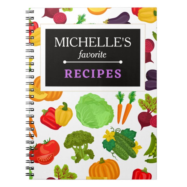 Personalized Vegetables Seamless Vegan Pattern  Notebook (Front)