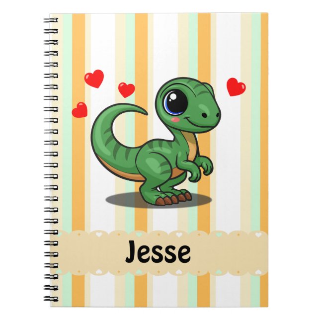 Personalized Velociraptor Dinosaur Notebook (Front)
