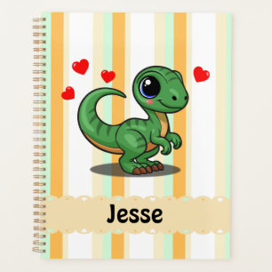 Personalized Velociraptor Dinosaur Planner